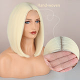 Yeknu Short Blonde Wig for Women Lady Bob Hair Synthetic Heat Resistant Black Orange Wig Cosplay Wig