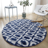 Yeknu Bedroom striped round silk carpet Nordic minimalist living room sofa plush mat home hanging basket plush mat