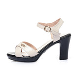 Yeknu Women's Sandals High Heel New Genuine Leather Women's Summer Shoes Small Size 33 Fashion Open Toe Women's Sandals