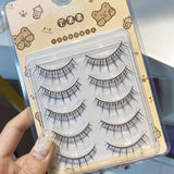 Yeknu 5 Pairs Japanese Natural Thick False Eyelashes Big Eye Daily Eye Beginner Eyelash Extension Handmade Makeup Manga Lashes