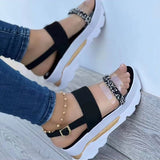 Yeknu Women Sandals Bling Heels Sandals Luxury Summer Sandalias Mujer Platform Shoes On Heel Soft Bottom Wedges Shoes For Women