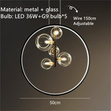 Yeknu Modern LED Ceiliing Chandeliers Living Dinging Room Ring Chandelier Nordic Clear Glass Bubble Ball Parlor Bedroom Hanghing Light