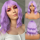 Yeknu Short Brown Ombre Beige Wavy Hair For Women Synthetic Heat Resistant Wig Suitable For Cosplay Wig