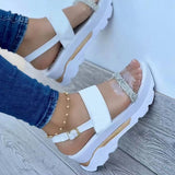 Yeknu Women Sandals Bling Heels Sandals Luxury Summer Sandalias Mujer Platform Shoes On Heel Soft Bottom Wedges Shoes For Women