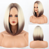 Yeknu Long Wavy Ombre Light Blonde Platinum Middle Part Hair Wig Cosplay Natural Heat Resistant Synthetic Wig For Women