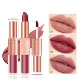 Yeknu Lipstick 12 Colors Lip Gloss 2 in 1 Lip Tint Waterproof Long -lasting Moisture Red Lip Matte Lipstick Make-up for Women