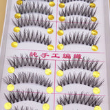 Yeknu Stems Fake Eyelashes Naturally 1 Box 10 Pairs Nude Makeup Natural Cross False Eyelashes Natural False Eyelashes Tool Makeup
