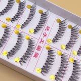 Yeknu Stems Fake Eyelashes Naturally 1 Box 10 Pairs Nude Makeup Natural Cross False Eyelashes Natural False Eyelashes Tool Makeup