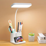 Yeknu Desk Lamp LED Flexible Study Lamp With Pen Holder LED Desk Lamp With Touch Dimmable LED Stand Desk Lamp Reading Lamp Creative Smart Student Dormitory Desk Eye Protection Lamp Bedside Reading LED Pen Down Lamp