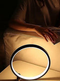 Yeknu - Touch Dimming LED Table Lamp Bedroom Circular Desk Lamp Living Room Black/White USB Powered Dimmable Bedside Lamp Round Night Light For Bedroom Decoration Lighting