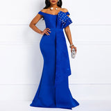 Yeknu  Bodycon Sexy Women Dress Elegant African Ladies Mermaid Beaded Lace Wedding Evening Party Maxi Dresses New Year Clothes