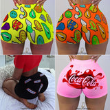Yeknu Fashion New Summer Women Breathable Biker Shorts Chic Snickers Print Sexy Beach Cute Sports Fitness Booty Skinny Shorts