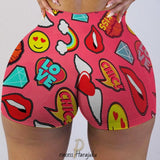 Yeknu Fashion New Summer Women Breathable Biker Shorts Chic Snickers Print Sexy Beach Cute Sports Fitness Booty Skinny Shorts