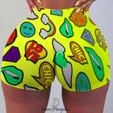 Yeknu Fashion New Summer Women Breathable Biker Shorts Chic Snickers Print Sexy Beach Cute Sports Fitness Booty Skinny Shorts