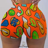 Yeknu Fashion New Summer Women Breathable Biker Shorts Chic Snickers Print Sexy Beach Cute Sports Fitness Booty Skinny Shorts