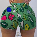 Yeknu Fashion New Summer Women Breathable Biker Shorts Chic Snickers Print Sexy Beach Cute Sports Fitness Booty Skinny Shorts
