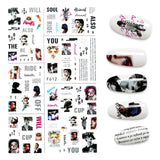 Yeknu The New 3D Nail Sticker Cool English Letter stickers for nail Foil Love Heart Design Fashion Manicure Stickers