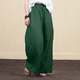 Yeknu Autumn Winter Cotton Linen Fashion Women Wide-leg Pants New Casual Retro Solid Color Loose Long Trouser Elegant Streetwear Pants