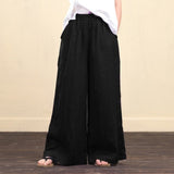 Yeknu Autumn Winter Cotton Linen Fashion Women Wide-leg Pants New Casual Retro Solid Color Loose Long Trouser Elegant Streetwear Pants