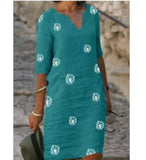 Yeknu Spring Women Loose Vintage Ruffles Befree Dress Large Big Printed Line Summer Boho Casual Party Elegant Dresses Plus Sizes