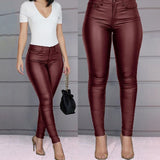 Yeknu Spring Women Pu Leather Pants Black Sexy Stretch Bodycon Trousers High Waist Long Casual Pencil S-3XL Winter