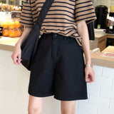 Yeknu Spring And Summer New Women's Casual Loose Denim Shorts Fashion High Waist Wide Leg Shorts Female Bottoms B01409O