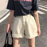 Yeknu Spring And Summer New Women's Casual Loose Denim Shorts Fashion High Waist Wide Leg Shorts Female Bottoms B01409O