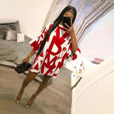 Yeknu ChocoMist Dresses Casual Loose Letter Print Midi Dress HT6028