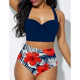 Yeknu Womens Push Up Padded Bra Bikini Set High Waisted Swimsuit Floral Bathing Suit Swimwear Summer Bathing Suit Beachwear