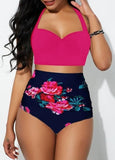Yeknu Womens Push Up Padded Bra Bikini Set High Waisted Swimsuit Floral Bathing Suit Swimwear Summer Bathing Suit Beachwear