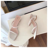 Yeknu New Summer Slippers Low Heels Slides Female Peep Toe Square Heel Slipper Brand Sandals Women Slipper Big Size 41 Flip Flops