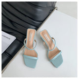 Yeknu New Summer Slippers Low Heels Slides Female Peep Toe Square Heel Slipper Brand Sandals Women Slipper Big Size 41 Flip Flops