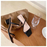 Yeknu New Summer Slippers Low Heels Slides Female Peep Toe Square Heel Slipper Brand Sandals Women Slipper Big Size 41 Flip Flops