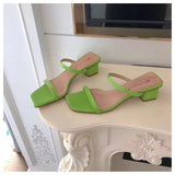 Yeknu New Summer Slippers Low Heels Slides Female Peep Toe Square Heel Slipper Brand Sandals Women Slipper Big Size 41 Flip Flops