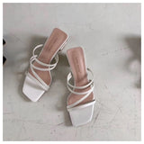 Yeknu New Summer Slippers Low Heels Slides Female Peep Toe Square Heel Slipper Brand Sandals Women Slipper Big Size 41 Flip Flops