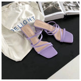 Yeknu New Summer Slippers Low Heels Slides Female Peep Toe Square Heel Slipper Brand Sandals Women Slipper Big Size 41 Flip Flops