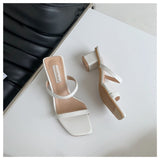 Yeknu New Summer Slippers Low Heels Slides Female Peep Toe Square Heel Slipper Brand Sandals Women Slipper Big Size 41 Flip Flops