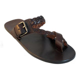 Yeknu Flat Bottom Roman Men's Sandals Open-toe Woven Leather Sandals Retro Beach solid color Casual Sandals summer fashion men shoes