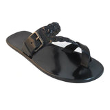 Yeknu Flat Bottom Roman Men's Sandals Open-toe Woven Leather Sandals Retro Beach solid color Casual Sandals summer fashion men shoes