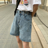 Yeknu Spring And Summer New Women's Casual Loose Denim Shorts Fashion High Waist Wide Leg Shorts Female Bottoms B01409O