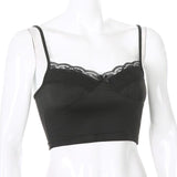 Yeknu Y2K Crop Tops Women Summer Corset Tank Top For GIrls Sexy E-girl Style Spaghetti Strap with Lace Clothes Basic Stretch Cami
