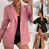 Yeknu New Women Autumn Blazer Jacket Fashion Basic Blazer Casual Solid Button Long Sleeve Work Suit Coat Office Lady Elegant Blazers