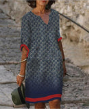 Yeknu Spring Women Loose Vintage Ruffles Befree Dress Large Big Printed Line Summer Boho Casual Party Elegant Dresses Plus Sizes