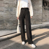 Yeknu Falling Wide Leg Pants Women's Autumn and Winter New High Waist Straight Wool Pants Versatile Loose Casual Mopping Trousers