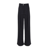 Yeknu Classic Wide Pants Floor-Length Pleated Loose Women Trousers Spring Wide Leg Pants Vintage Female Palazzo Pants