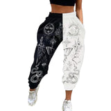 Yeknu Women Pants Loose Sports Casual Pants Comics Printed patchwork Joggers Pants Hip Hop Casual Trousers