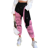 Yeknu Women Pants Loose Sports Casual Pants Comics Printed patchwork Joggers Pants Hip Hop Casual Trousers