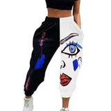 Yeknu Women Pants Loose Sports Casual Pants Comics Printed patchwork Joggers Pants Hip Hop Casual Trousers