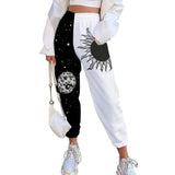 Yeknu Women Pants Loose Sports Casual Pants Comics Printed patchwork Joggers Pants Hip Hop Casual Trousers