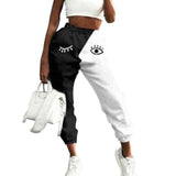 Yeknu Women Pants Loose Sports Casual Pants Comics Printed patchwork Joggers Pants Hip Hop Casual Trousers